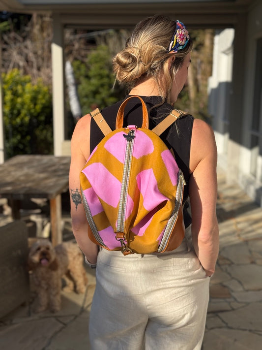 Tan/Pink Paint Dash Backpack