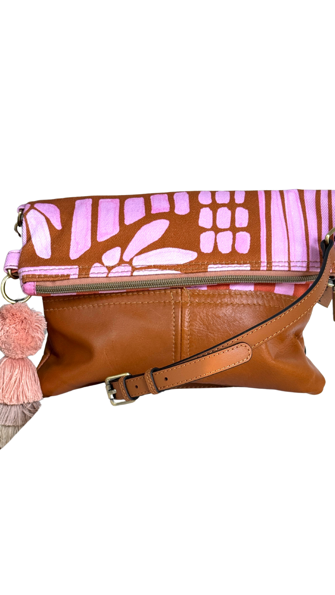 Pink Paint Fold Over Bag