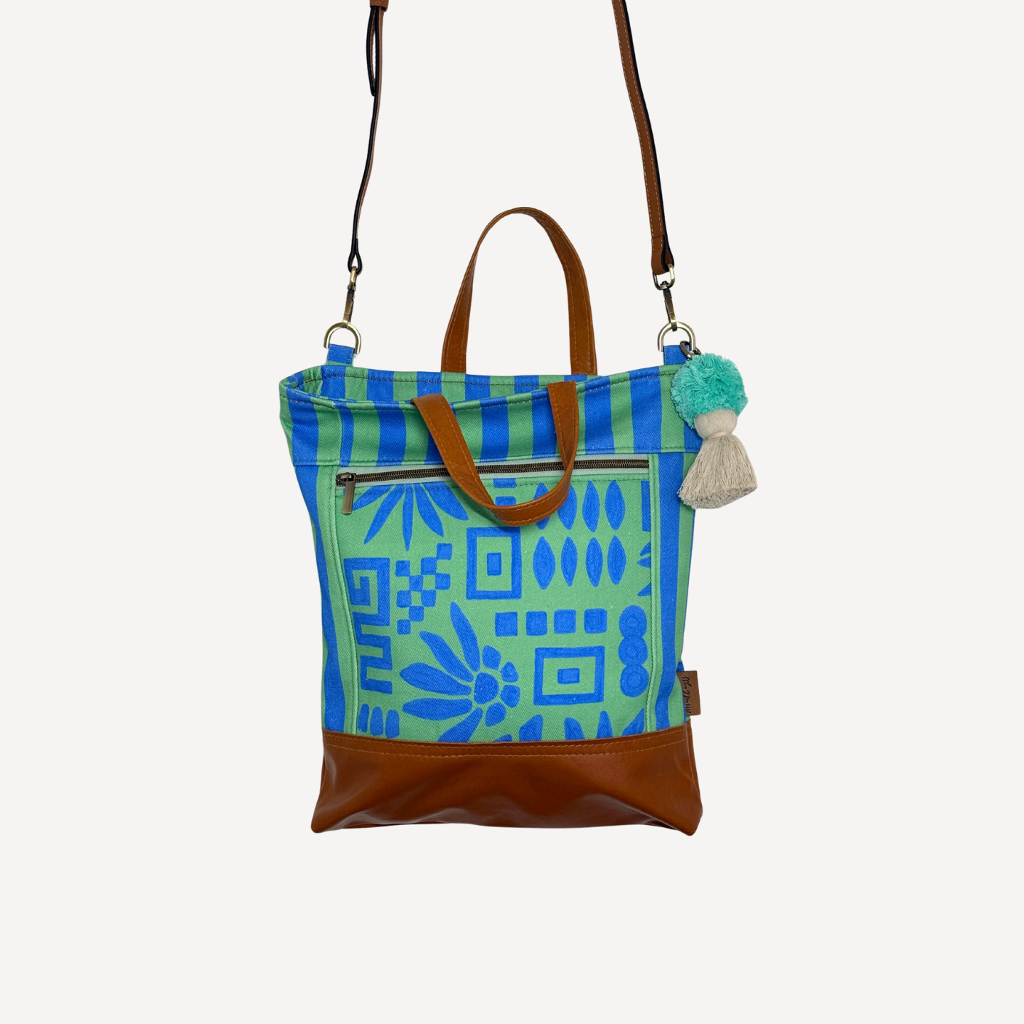 Blue/Green Paint splash floral Tote