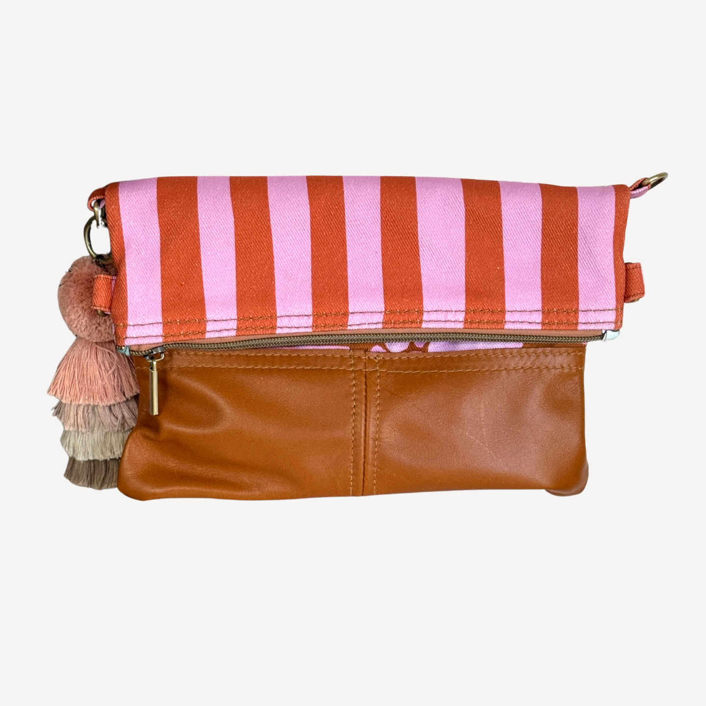 Pink Paint Fold Over Bag