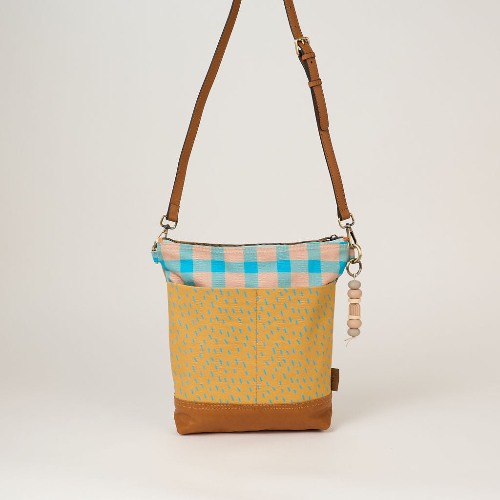Blue Chequered Pocket Bag