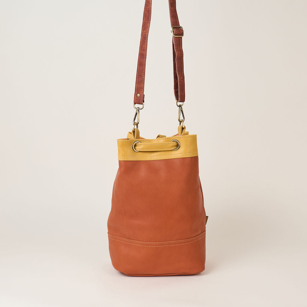 Tan Drawstring Leather Tote