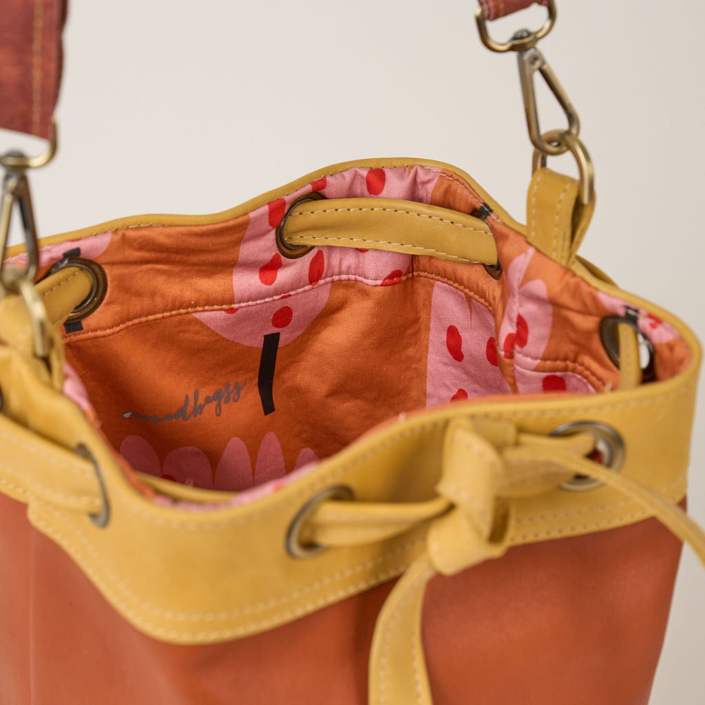 Tan Drawstring Leather Tote