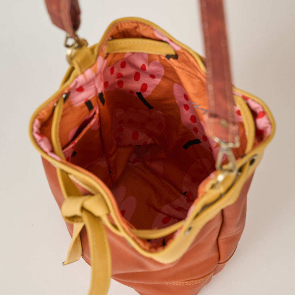 Tan Drawstring Leather Tote