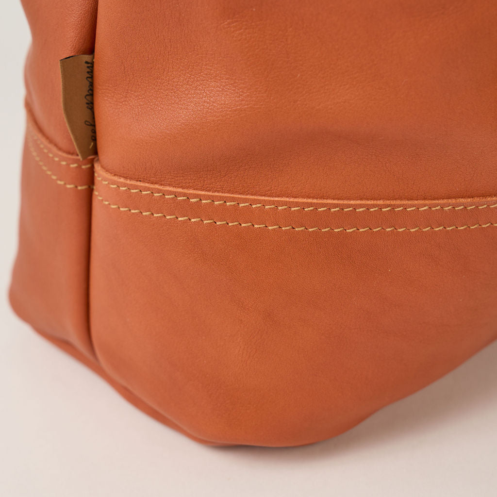 Tan Drawstring Leather Tote