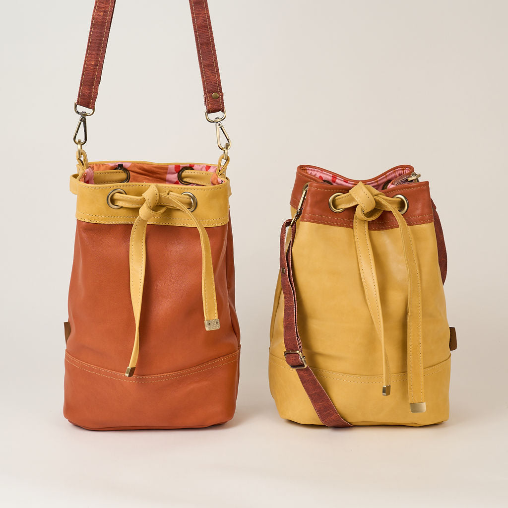 Tan Drawstring Leather Tote