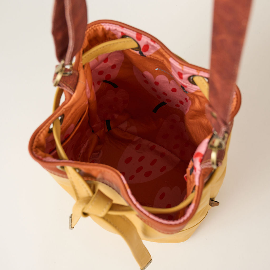 Mustard Drawstring Leather Tote