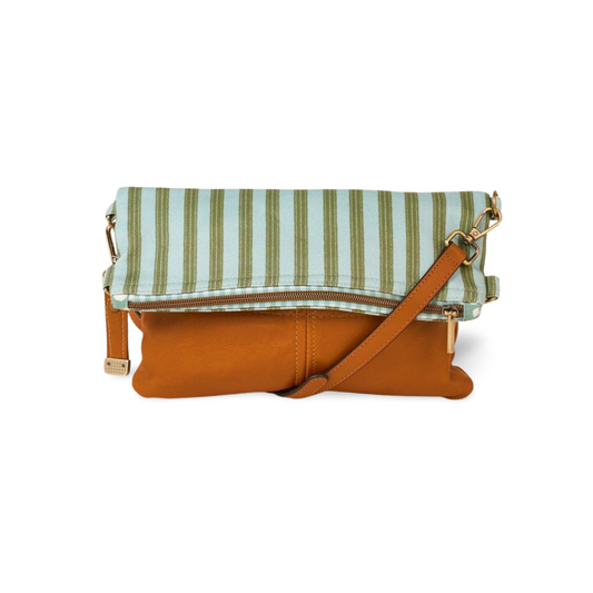 Blue Green Stripe Fold over Bag