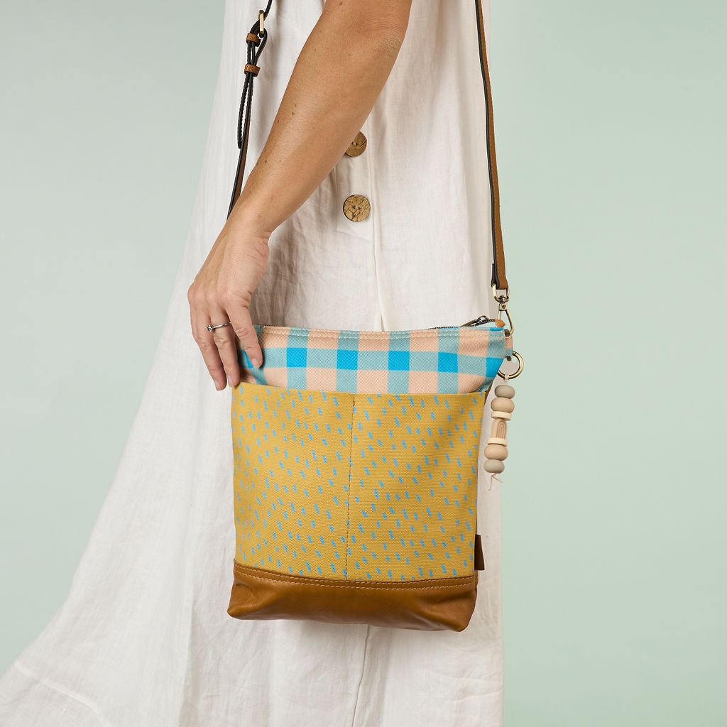 Blue Chequered Pocket Bag