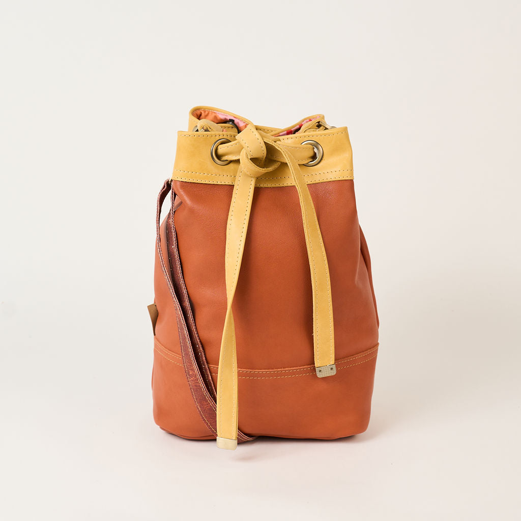 Tan Drawstring Leather Tote