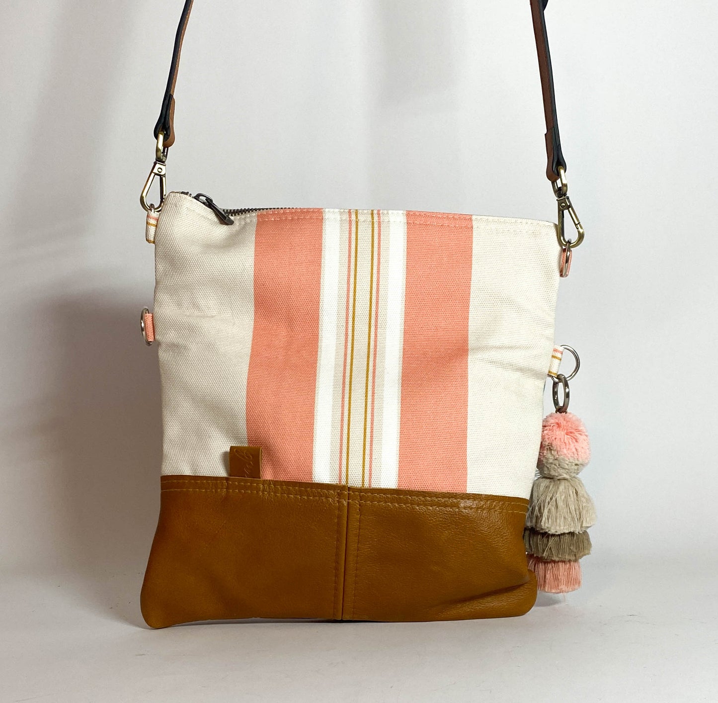 Monstera/Stripe Foldover Bag