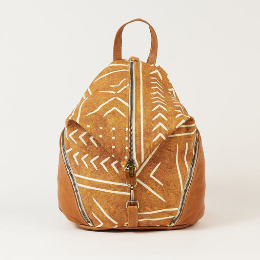 Tan Mudcloth Backpack