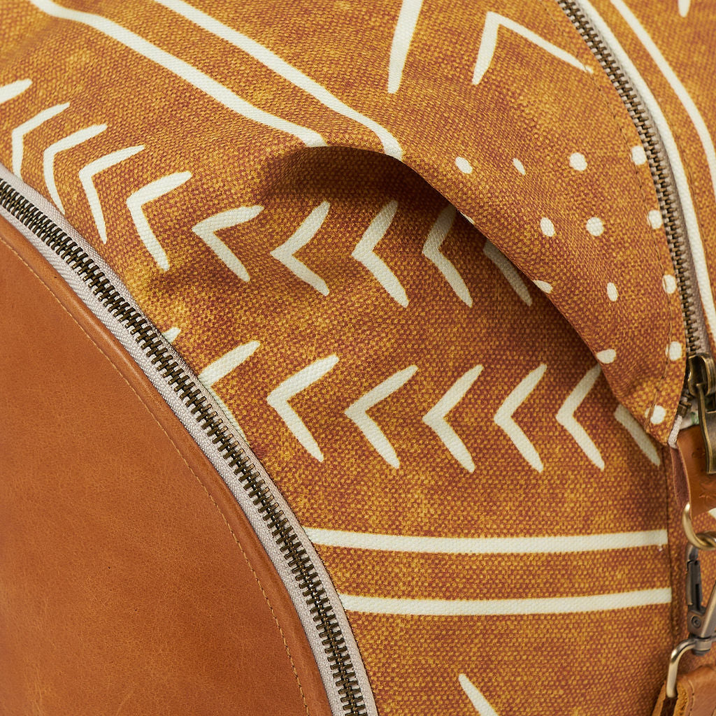 Tan Mudcloth Backpack