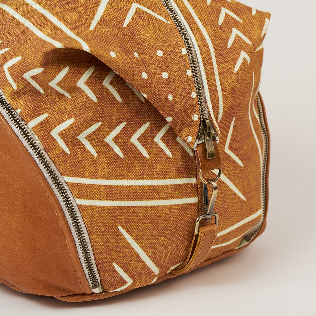 Tan Mudcloth Backpack