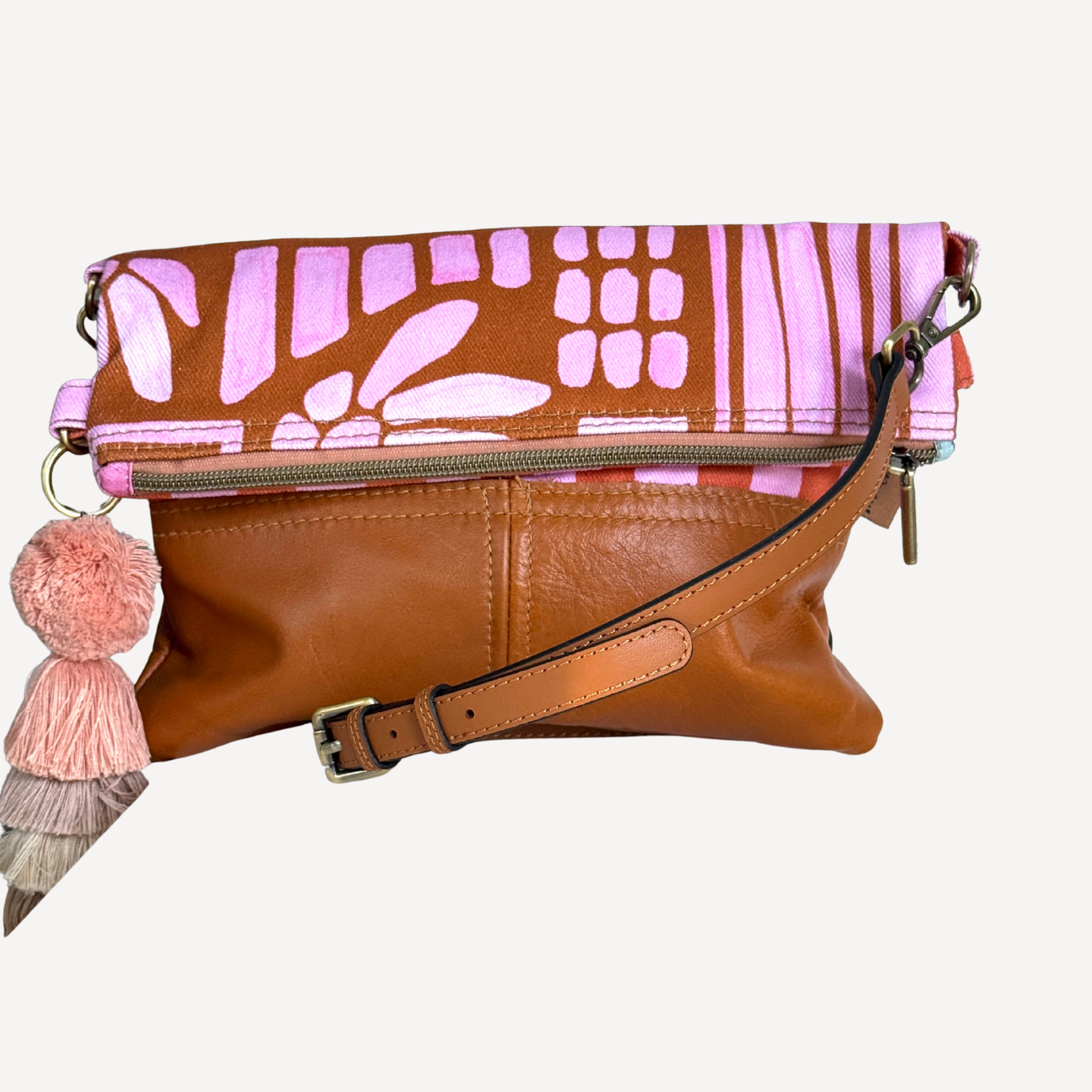 Pink Paint Fold Over Bag