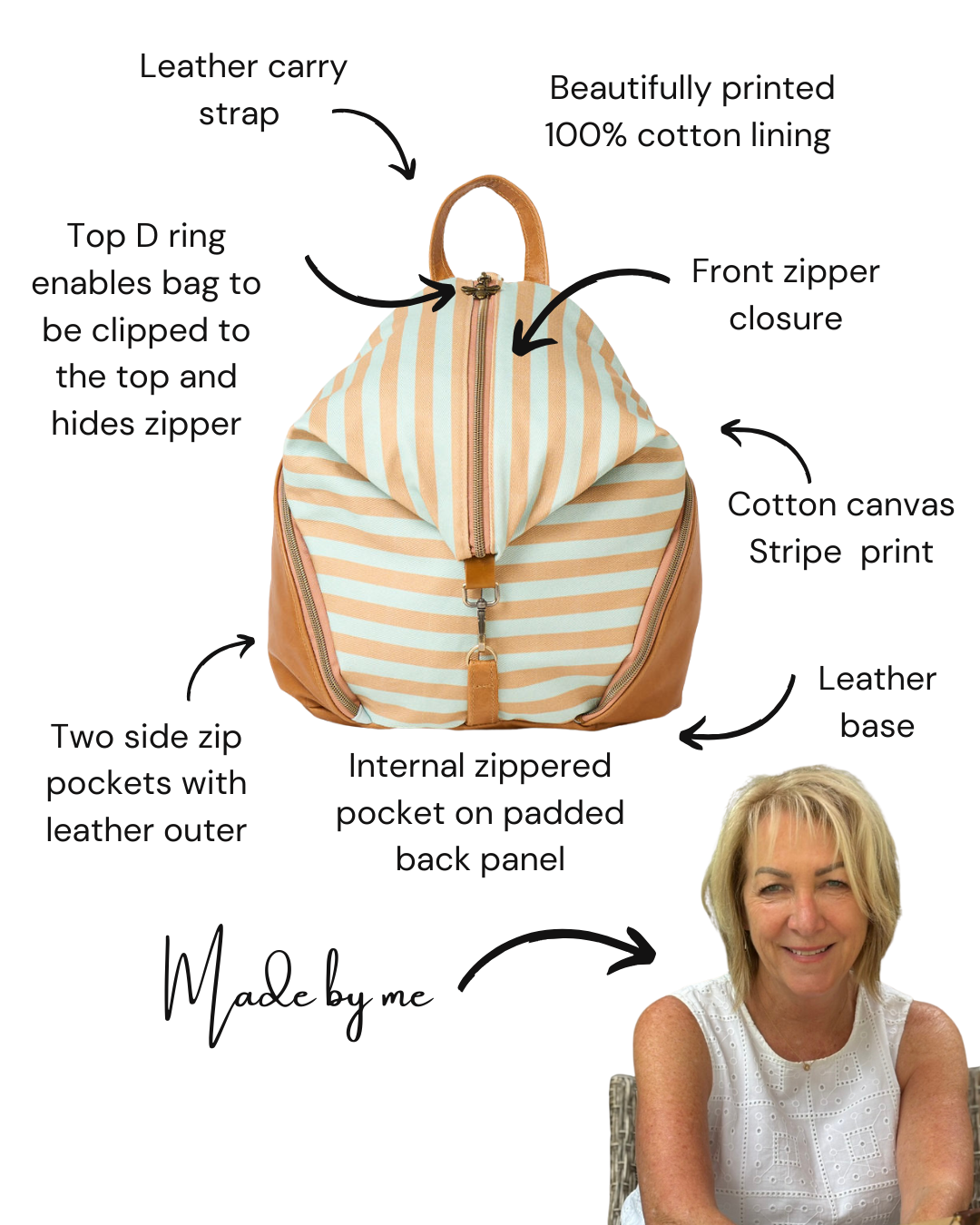 Blue/Tan Stripe Backpack