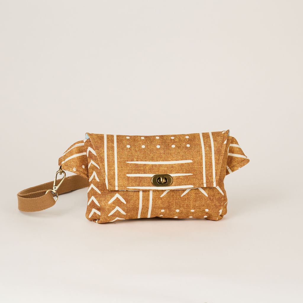 Tan Mudcloth Travel Sling
