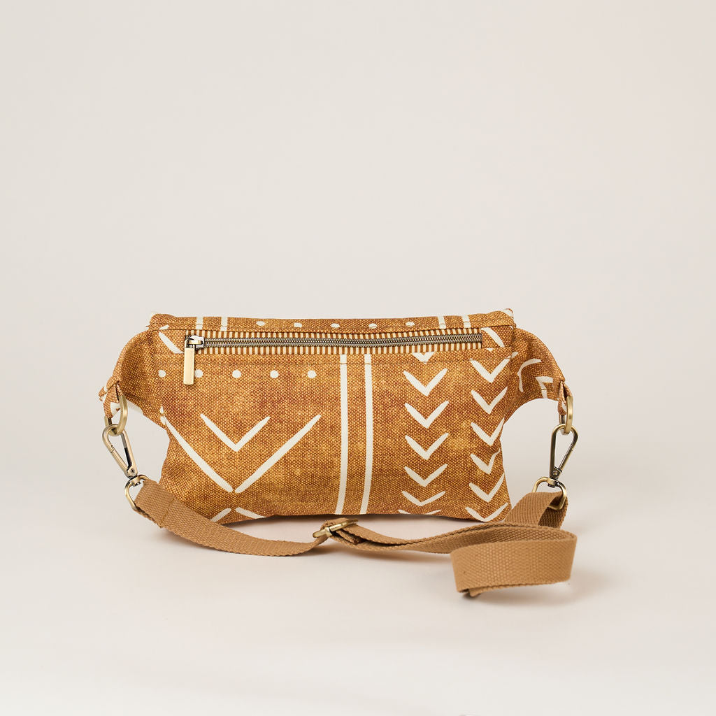Tan Mudcloth Travel Sling