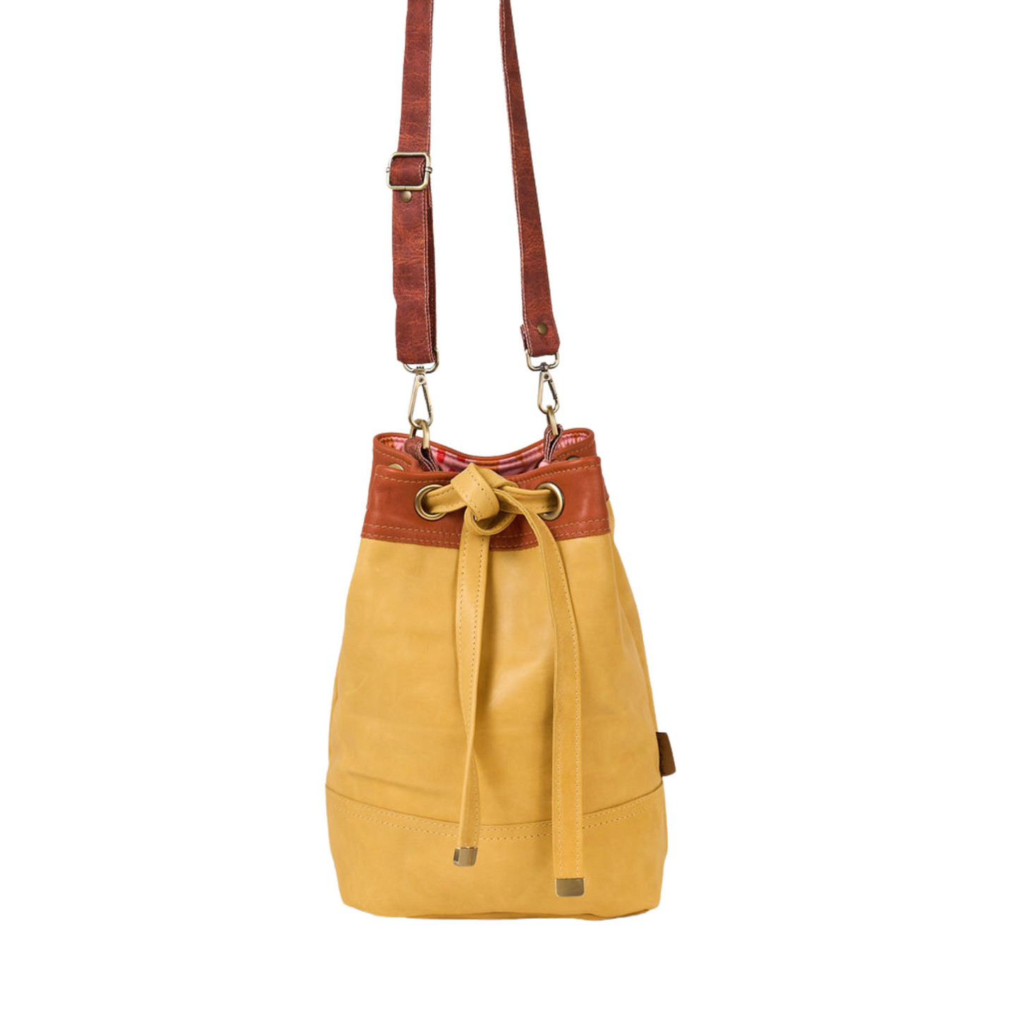 Mustard Drawstring Leather Tote
