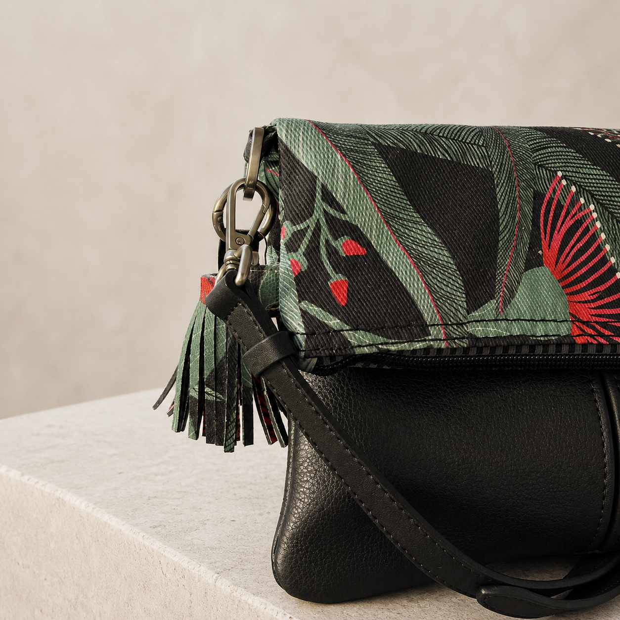 Red Eucalyptus Foldover Bag