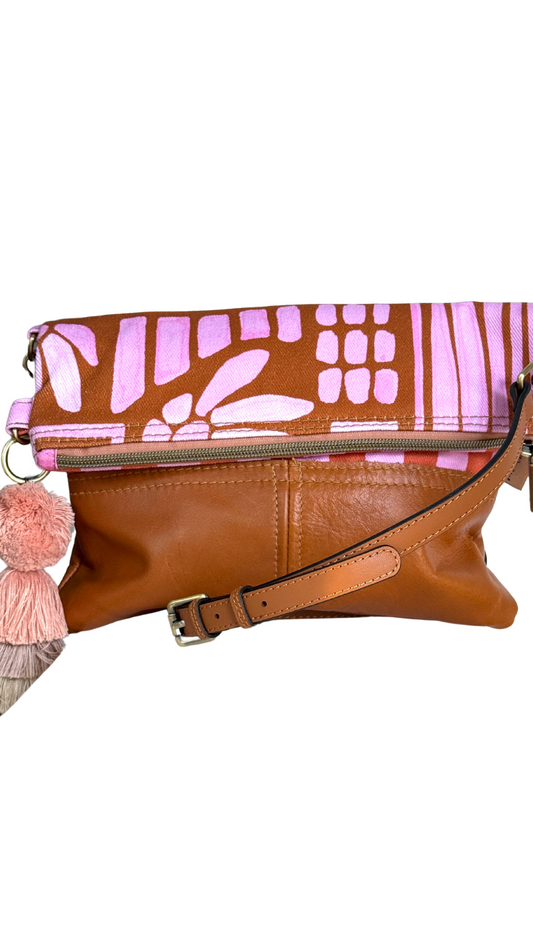 Pink Paint Fold Over Bag