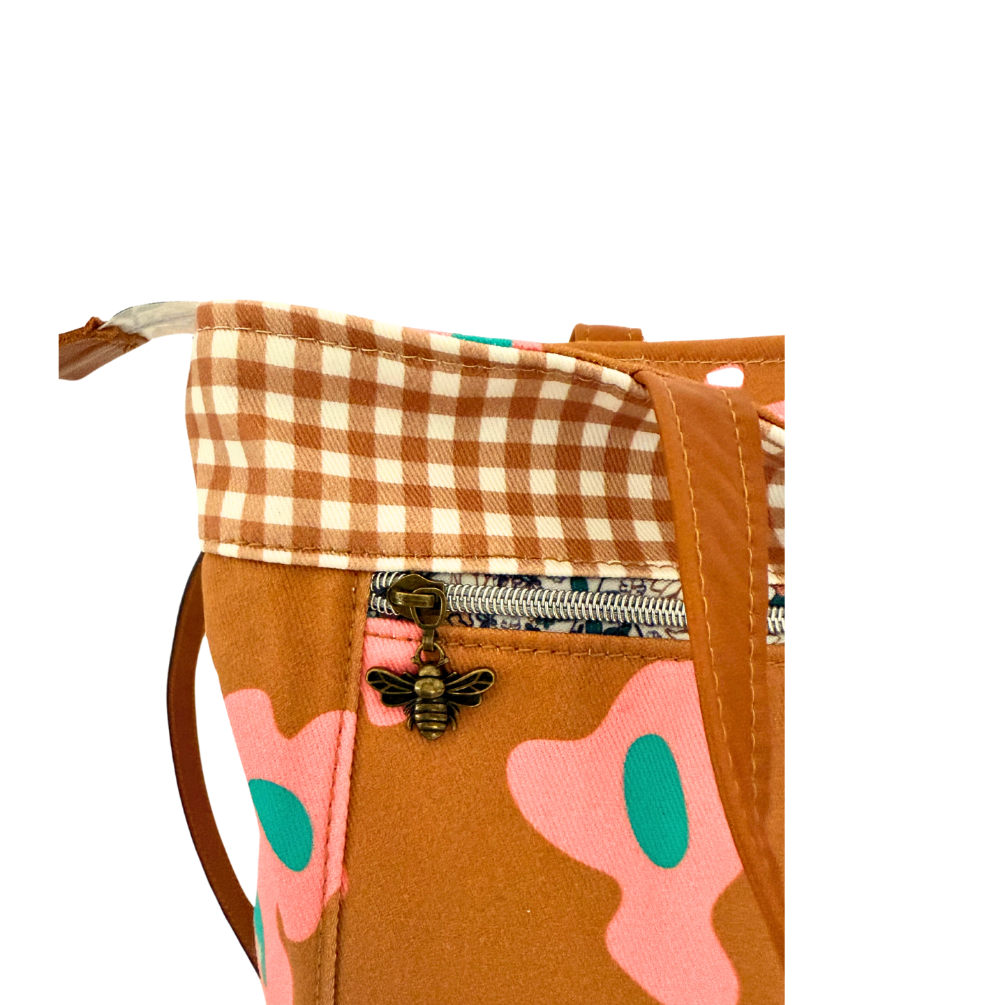 Floral Tote/Brown Gingham