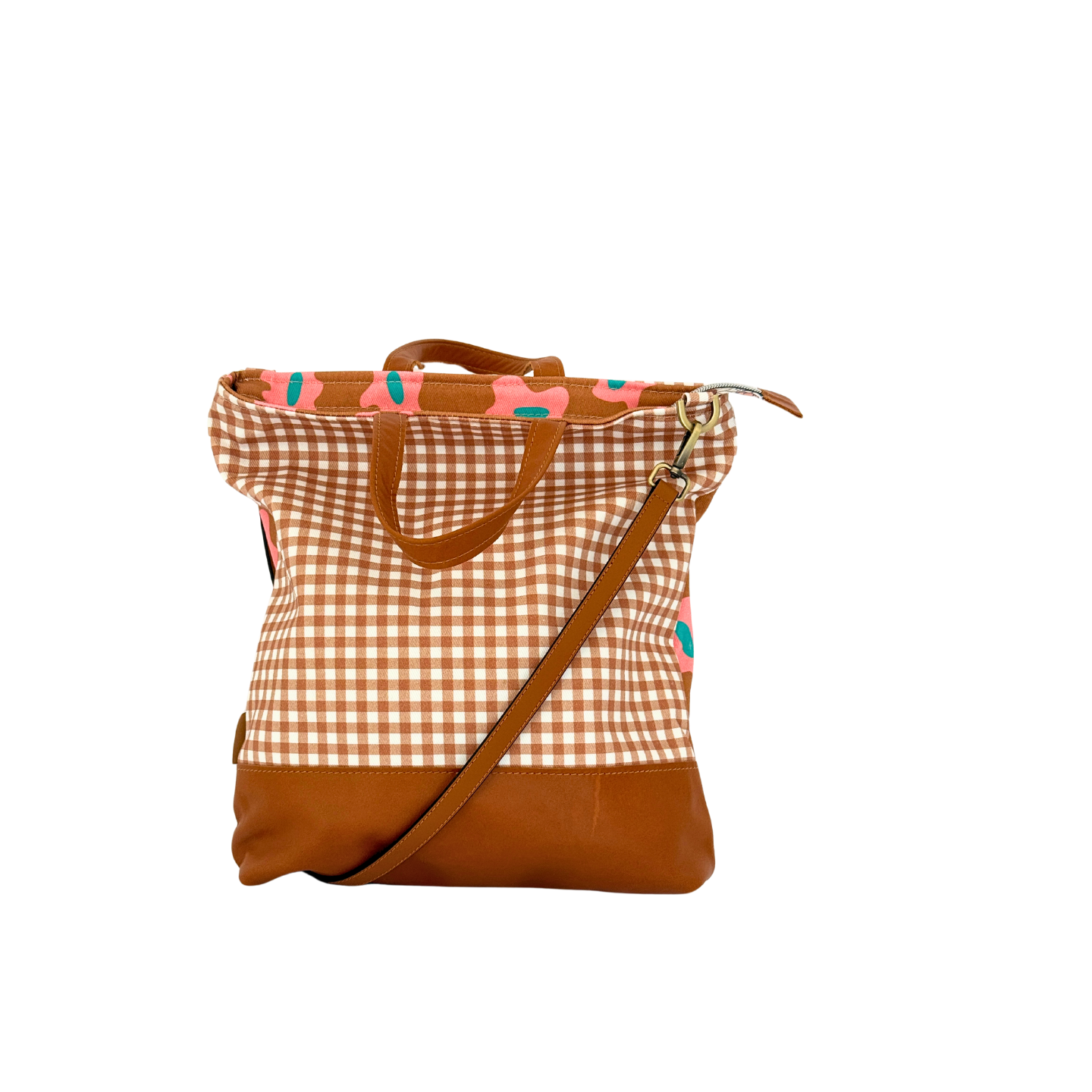 Floral Tote/Brown Gingham