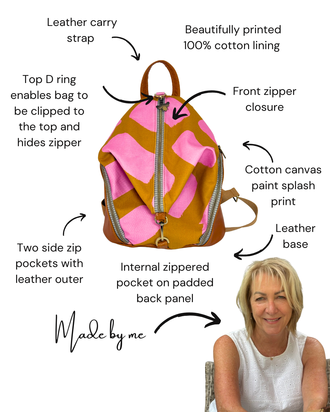 Tan/Pink Paint Dash Backpack