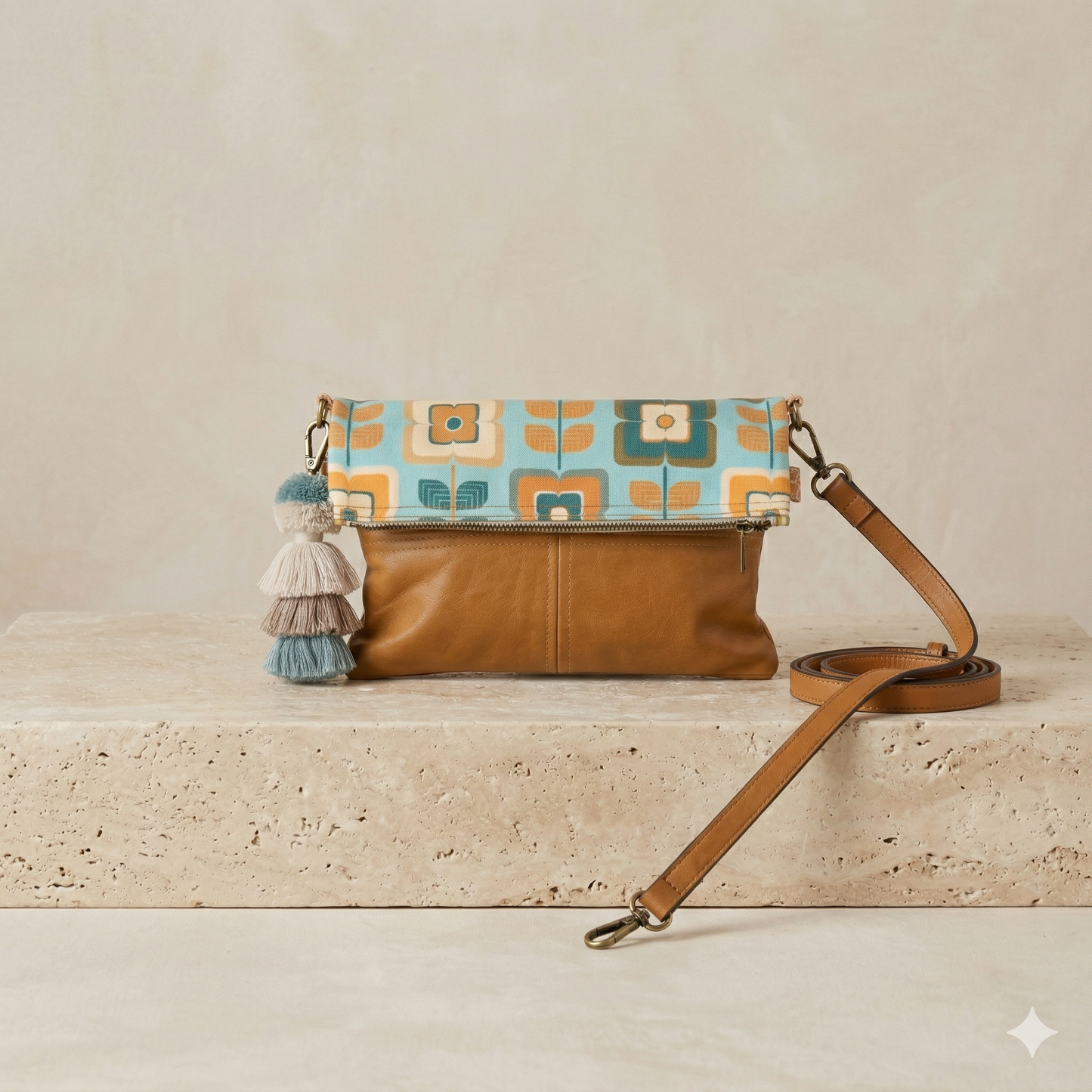 Retro Floral Foldover Bag