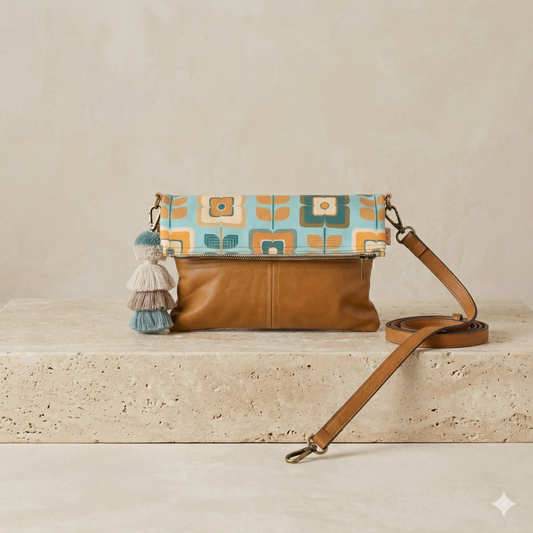 Retro Floral Foldover Bag