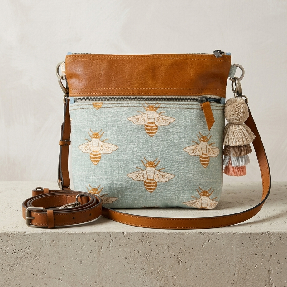 Blue Bee Bucket Bag