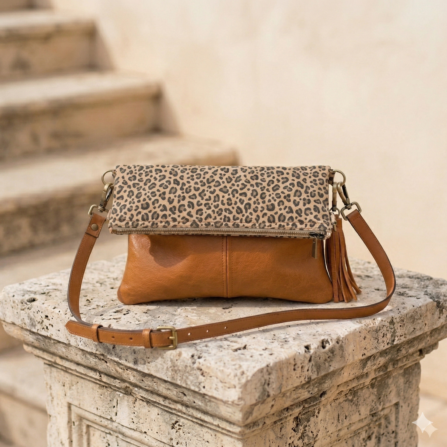 Leopard Fold-over Bag