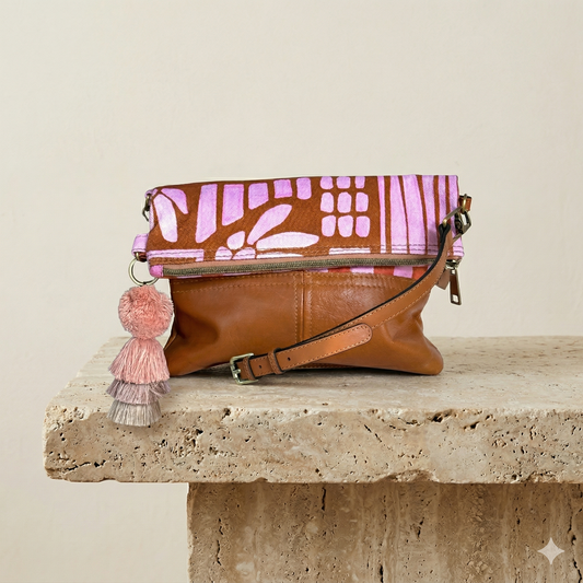 Pink Paint Fold Over Bag