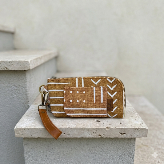Tan Mudcloth Wallet