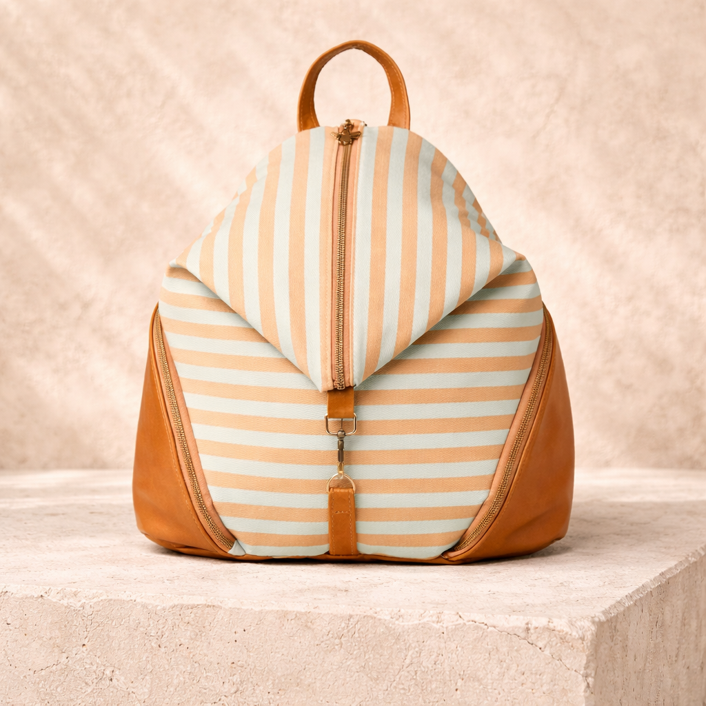 Blue/Tan Stripe Backpack