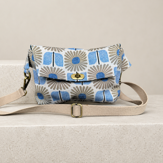 Blue daisy sling bag