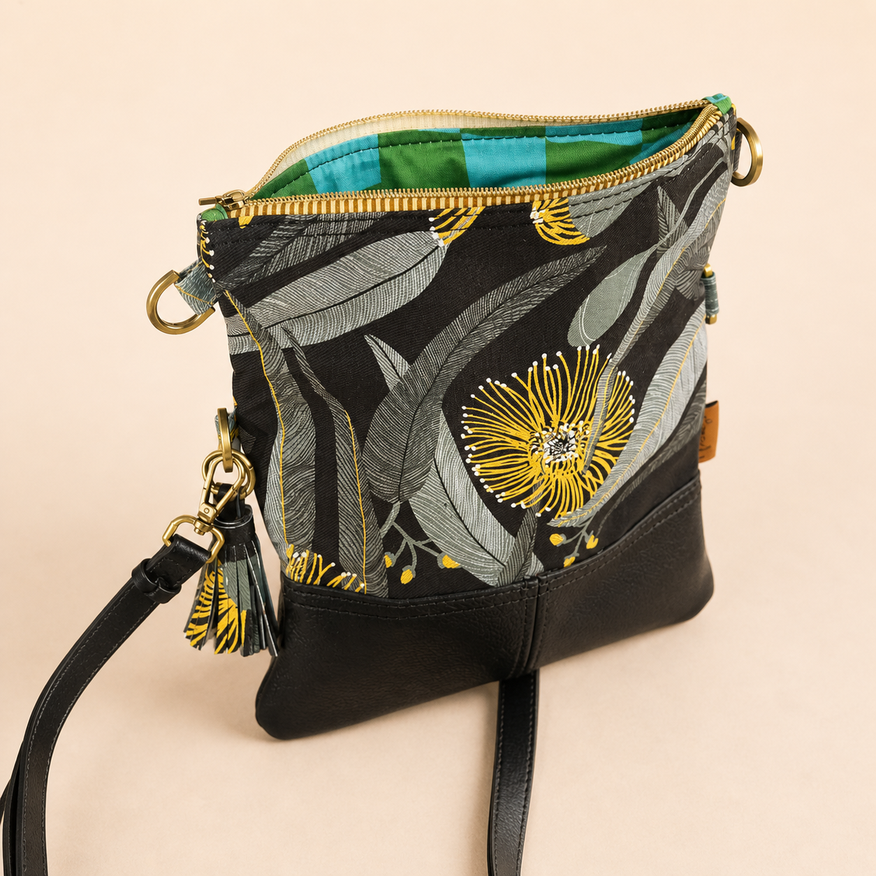 Yellow eucalyptus foldover Bag
