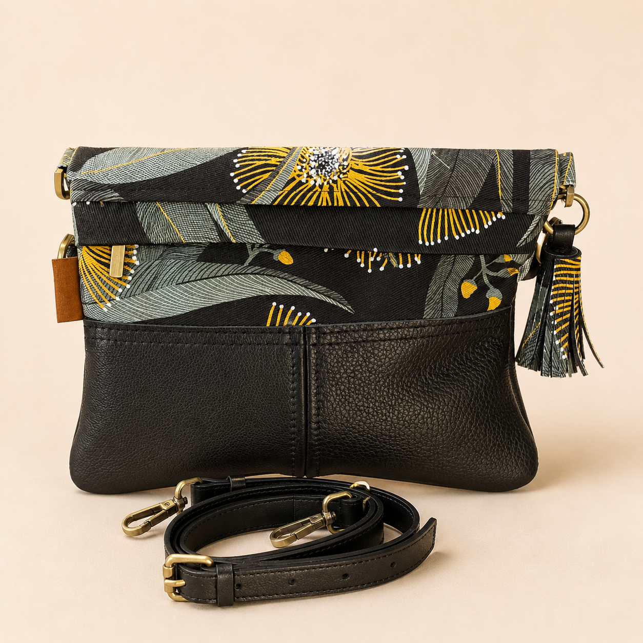 Yellow eucalyptus foldover Bag