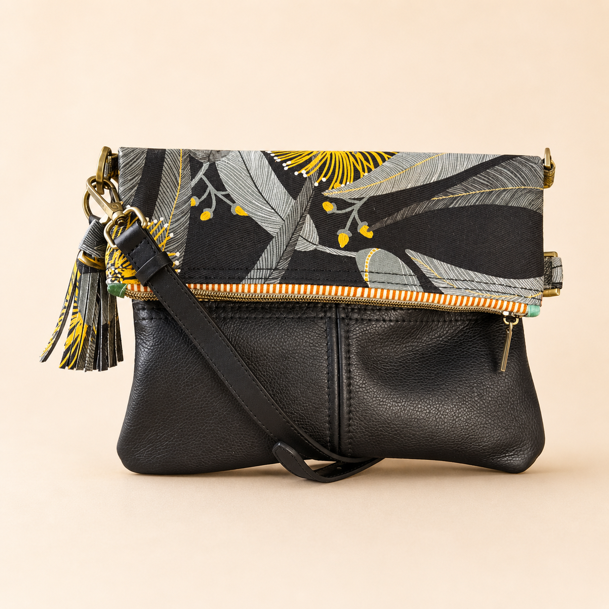Yellow eucalyptus foldover Bag