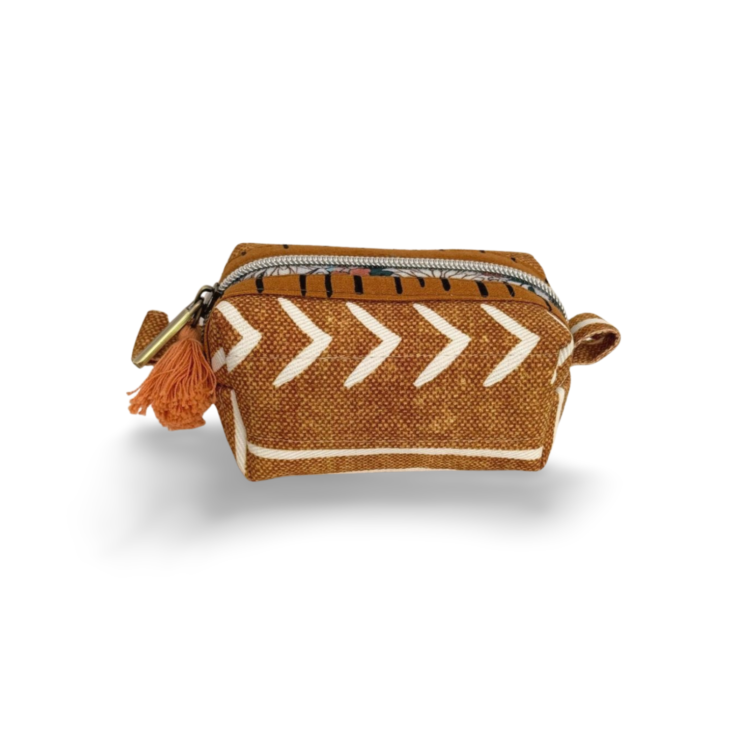 Tan Mudcloth Box Pouch