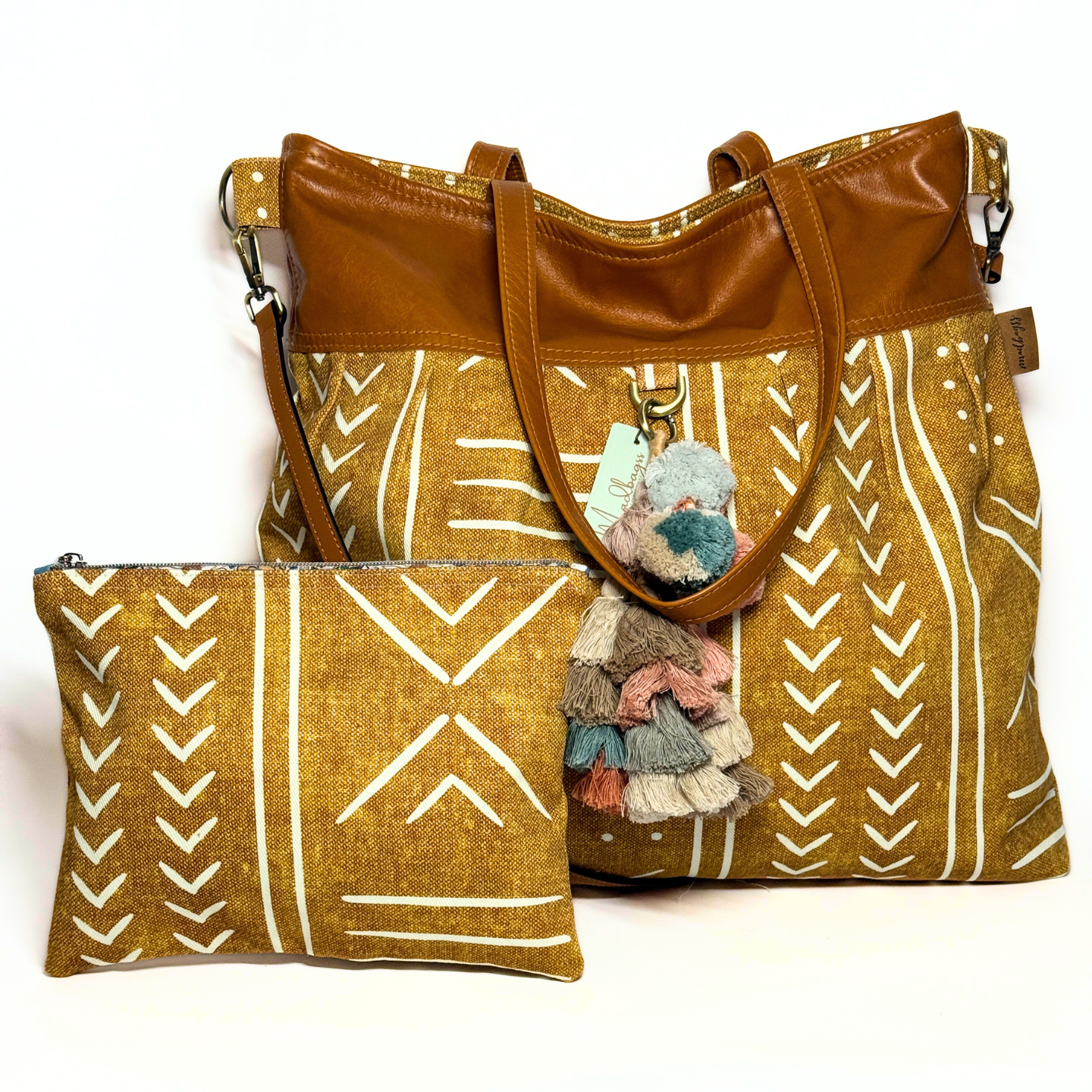 Tan Mudcloth Weekender