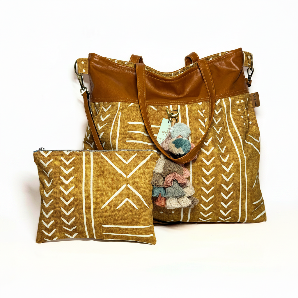 Tan Mudcloth Weekender