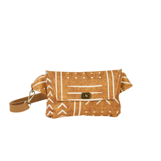 Tan Mudcloth Travel Sling