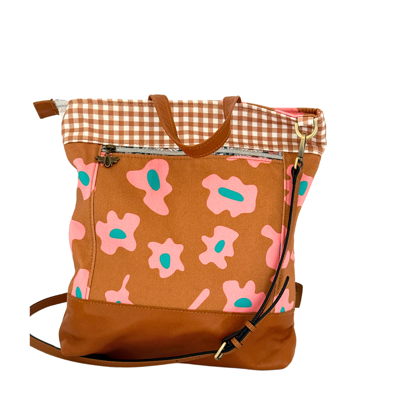 Floral Tote/Brown Gingham