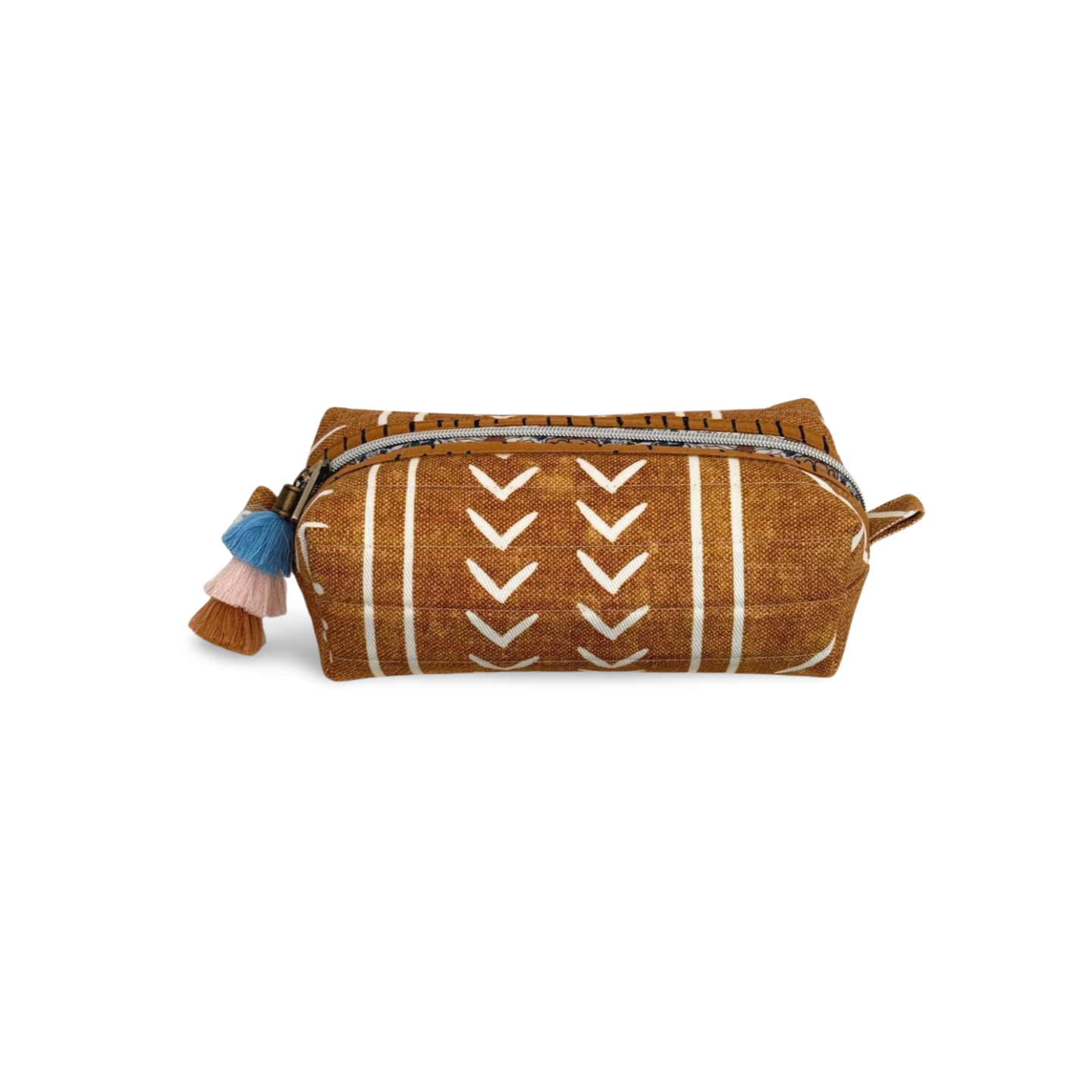 Tan Mudcloth Box Pouch