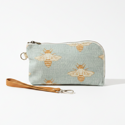 Wristlet with bee pattern made by madbagss