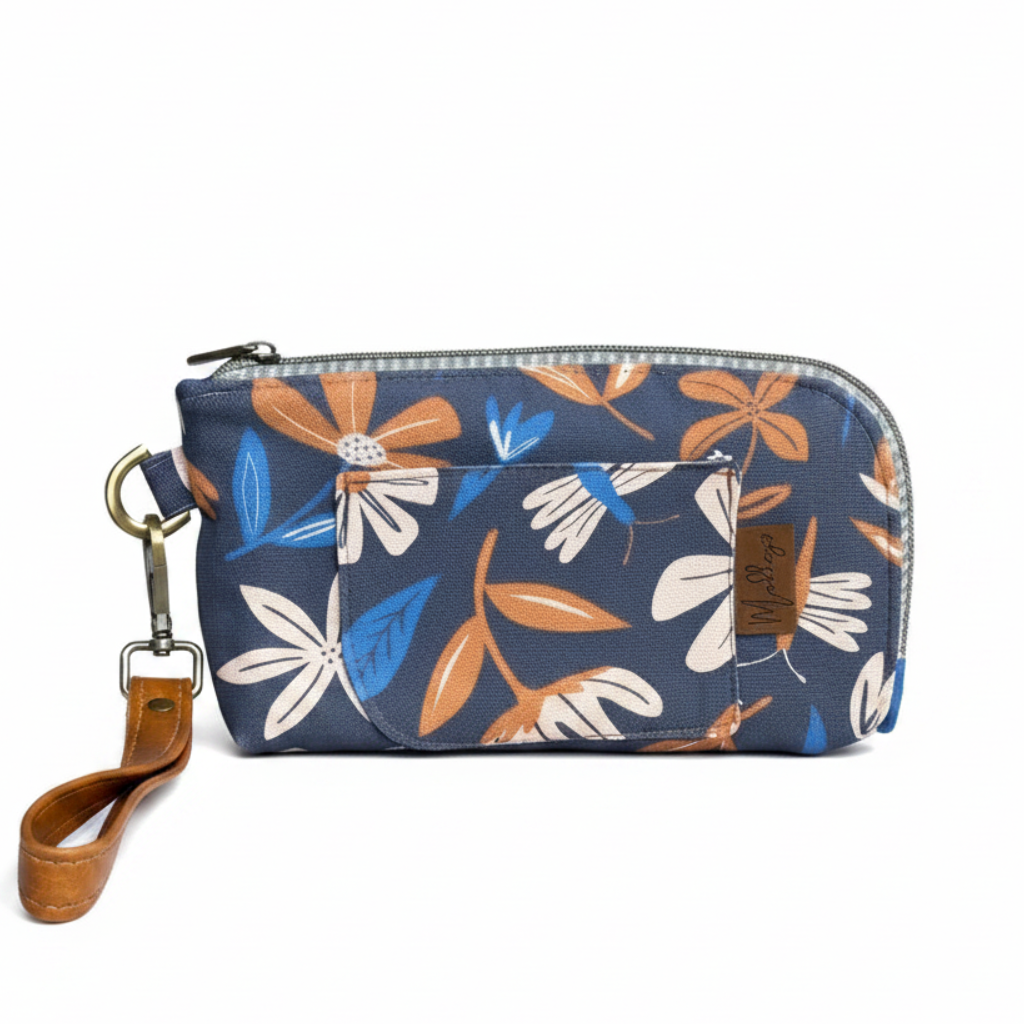 floral wallet with leather strap made by madbagss