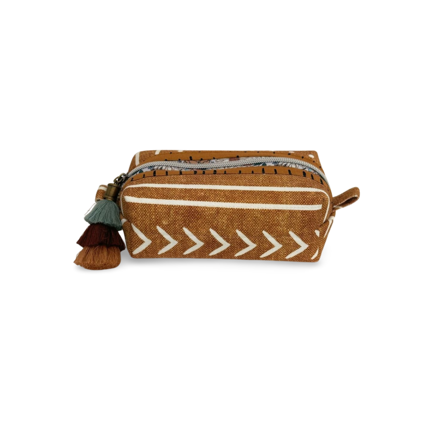 Tan Mudcloth Box Pouch