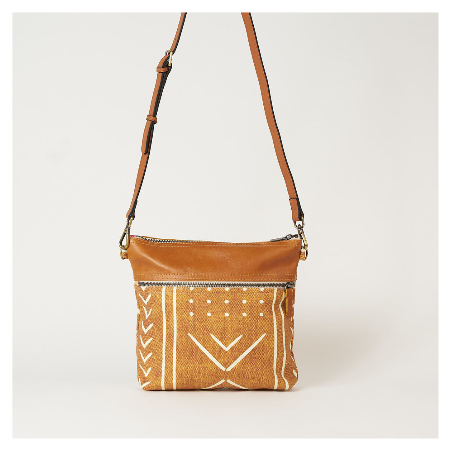 Tan Mudcloth Bucket Bag