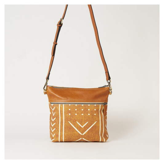 Tan Mudcloth Bucket Bag